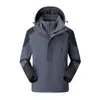 Jaqueta quente 3 em 1 para uso externo para homens e mulheres, com capuz, à prova de vento, impermeável, jaqueta de montanhismo, casaco de inverno e outono com forro de fleece