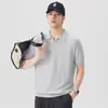 Camiseta Polo de Manga Corta de Verano Estilo Retro Americano con Cuello de Gaviota Holgada Talla Grande Tejido Punto Top Casual Hombre
