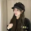 Sombrero de Nube para Mujer en Primavera, Sombrero Octogonal Adelgazante con Pliegues, Boina Simple Estilo Coreano, Tendencia de Sombrero de Pintor de Ala Suave a la Moda
