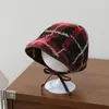 Gorro de Borrego a Cuadros con Orejeras Otoño e Invierno Pañuelo Retro para Bebé con Lazos Gorro Cálido Impermeable Forrado de Felpa para Bebés y Niños Pequeños