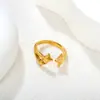 Anillo Ajustable de Estrella y Diamante Popular de Moda Europea y Americana Lujo Accesible Acero Inoxidable Estilo Simple Anillo de Nicho para Mujeres