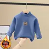 Camiseta Base de Forro Polar Semi-Alta para Niñas Otoño Invierno Ropa Interior Infantil Camiseta de Dibujos Animados Camiseta Cálida de Manga Larga para Niña Moderna
