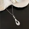Colar com Pingente Minimalista de Gota d'Água para Mulheres, Corrente Versátil Simples da Moda para Outono e Inverno, Corrente Longa Casual para Suéter