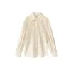 Camisa de Algodón con Encaje para Mujer Estilo Coreano Moda Nuevo Sentido del Diseño Nicho Elegante Top Holgado Camisa de Manga Larga Camisa Básica