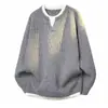Novedad Otoño e Invierno 2025 Suéteres de Punto Falsos de Dos Piezas para Hombre, Perezoso, Sencillo, Versátil, Tendencia, Moda Casual Mangas Largas