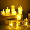 Acrílico sin base lágrimas de cristal transparente decoración creativa de ambiente festivo LED vela pequeña lámpara electrónica de cera de té