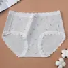 Roupa íntima feminina de algodão gaze colorida de cintura média, Roupa íntima macia de algodão classe A para mulheres, Roupa íntima antibacteriana com forro estendido 10A totalmente em algodão