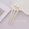 Novo Prendedor de Cabelo Elegante e Simples com Contas e Estilo Chinês Tradicional, Pente de Três Dentes para Uso Diário com Qipao e Hanfu, Novo Prendedor de Cabelo Estilo Chinês