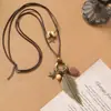 Collar Colgante de Flor Bohemia para Mujer, Estilo Étnico Retro, Diseño Versátil de Cadena Larga para Clavícula, Collar de Nicho
