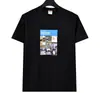 Camiseta de Manga Curta Supreme, Marca de Moda Americana de Peso Pesado, Estampa Clássica de Letras, Gola Redonda Boxy, Caimento Solto, Manga Meia-Manga para Homens e Mulheres