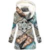 Venta caliente transfronteriza 2023 nuevo abrigo de trench para mujer invierno engrosado estilo europeo y americano con capucha estampada de rombos 3D abrigo al por mayor