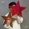 Estrela Vermelha Jardim de Infância Vermelho Brilhante Gincana Estrela de Cinco Pontas Adereço de Mão Performance Estrelas Pequenas Dupla Face Dança a Laser Leve