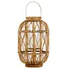 Linterna de Viento de Ratán Hecha a Mano Estilo Nórdico Personalizada Creativa Retro Vidrio a Prueba de Viento Linterna para Velas Aromáticas para Patio de Villa
