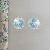"Xiu Mu" Brincos de Botão de Flor de Hortênsia Frescos e Versáteis Brincos Doces e Jovens de Verão para Mulheres