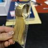 Cuchara tenedor desechable chapado en oro directo de fábrica imitación metal cuchara para pudín cuchara para postre mini tenedor occidental chapado