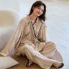 Pijama Algodão Nuvem Estampa Floral Feminina Primavera e Outono Novo Manga Longa Calça Longa Cardigã Quimono Roupa de Dormir Conjunto de Duas Peças Pode Ser Usado Fora