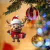 Árbol de Navidad nuevo transfronterizo muñeco del Viejo Noel colgante plano acrílico decoración navideña alce viejo hombre regalo para el hogar