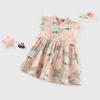 Vestido para niñas, novedad de verano 2024, falda de flores con mangas voladoras pequeñas, falda de estilo nacional mejorada para niños.