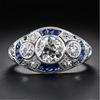Zhenrong, el anillo de topacio azul con incrustaciones de diamantes más vendido en eBay, anillo de compromiso exagerado de moda europea y americana para mujeres.