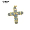 Wt-P2005 Cruz Geométrica Piedra Preciosa Colorida Amazonita Chapado en Oro de 18K Colgante para Collar DIY Accesorios de Joyería