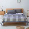 Colcha de verão listrada em algodão lavado 100% algodão tingido em cores para primavera e verão, lavável à máquina, algodão puro, amigável à pele, respirável, colcha para ar condicionado, colcha fina de verão