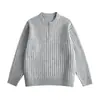Suéter con Media Cremallera para Hombre, Cuello Redondo, Nueva Camisa Base Texturizada Otoño e Invierno 2026, Tejido Pulóver Holgado, Top Estilo Perezoso
