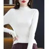 Suéter 100% Lã Pura Slim-Fit Emagrecedor Gola Alta Meia-Calça Camisa Base Tricotada Outono Novo Pronta de Primeira Linha Feminino