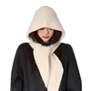 Pasamontañas estilo coreano para mujer con cabeza grande, hace que la cara se vea más pequeña, cálido y protege los oídos para el invierno, gorro y bufanda de lana tejidos en una sola pieza