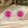 Set de Joyería Pendientes Collar Anillo Corte Milenio Rosa Flor Roja Rosa Estilo Moda Femenina Venta al por Mayor en Stock