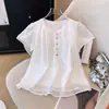 Nuevo Top Redondo Dulce y Fresco de Verano Estilo Francés, Camisa Holgada Adelgazante Tipo Muñeca, Elegante Camisa Lisa de Manga Corta