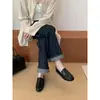Sapatos femininos casuais de couro, estilo coreano, outono 2026, bico redondo, flat