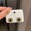 Brincos geométricos de zircônia verde transfronteiriços europeus e americanos, brincos elegantes e combinados, brincos leves e luxuosos de alta qualidade, design sensato