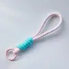 Cordão de Celular com Nós Color Block, Chaveiro Criativo Curto de Corda Trançada Feito à Mão DIY, Corda de Pendurar Anti-Perda Destacável