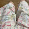 Algodão Silk Shorts Feminino Verão Japonês Estilo Pijama Calças Meio Comprimento Cartoon Artificial Algodão Calças Outwear Calças Grandes Home Pants