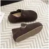 Zapatos grises para mujer estilo Birkenstock de suela gruesa que aumentan la altura, nuevo modelo 2026, estilo popular de invierno, forrados de felpa, sin cordones y cómodos zapatos de algodón