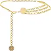 Colgante de Medalla de Flor Transfronteriza Europea y Americana Cadena para la Cintura para Mujer Hip-Hop Retro Metal Moda Cadena Corporal Cadena de Cinturón Chica Caliente