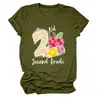 Nd segundo grado europeo casual cuello redondo moda versátil camiseta para mujer comercio electrónico transfronterizo de Amazon manga corta