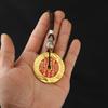 Colgante de collar con colgante de moneda de bronce con forma de fantasma de montaña, con hebilla de seguridad para bolso, colgante vintage con forma de pez que cae aceite y dragón saltando en la puerta.