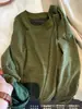 Camiseta verde de corte recto, cuello redondo y manga larga para mujer, nueva colección primavera/otoño 2026, con un estilo relajado y casual, perfecta como capa base o como un top con estilo.