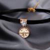 Gargantilla Brújula Coreana Collar Cadena para Clavícula de Mujer Cadena Corta Estilo Frío Cadena para el Cuello Retro Cibernético Cinturón Rojo para el Cuello Venta al por Mayor
