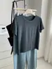 Camiseta de Mousse de Terciopelo Cepillado Grueso para Mujer, Cuello Redondo, Manga Corta, Estilo Coreano Simple, Color Sólido, Versátil, Adelgazante, Hombro Normal, Otoño/Invierno 2026