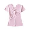 Pure Desire Design Camiseta de Manga Corta de Un Hombro Dos Formas para Mujer Verano 2024 Nuevo Top Sexy Ajustado