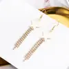 Pendientes largos de estrella modernos y sexys, pendientes de botón de nuevo estilo para mujer, pendientes colgantes elegantes y minimalistas de cinco estrellas, E536