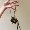 Collar Colgante de Bolso con Estampado de Leopardo en Cuero Europeo y Americano Moda Retro Cadena para Clavícula Maillard Joyería de Diseño Nicho para Mujeres