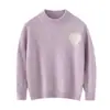 Novo Suéter de Cashmere Moda Versátil Jacquard de Coração Gola Meio Alta Pulôver Quente Base para Meninos e Meninas