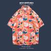 Camisa floral de manga corta para vacaciones de verano en la playa transfronterizas, camisa hawaiana de moda para hombre, camisa holgada de playa para parejas
