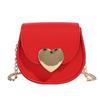 Nueva Bolsa Infantil de Comercio Exterior Elegante Color Sólido Bolsa Cruzada para Niños y Niñas Moda Cadena Linda Bolsa de Hombro Infantil en Forma de Corazón