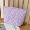 Bolso de Mano Acolchado con Corazón de Amor Estilo Nuevo Japonés y Coreano Transfronterizo Bolsa Interior Bolsa de Maquillaje de Gran Capacidad Bolsa para Guardar Lápiz Labial Bolso de Mujer