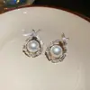 Pendientes de Borla con Colgante Forma de Gota Perla Aguja Plateada Pendientes de Botón Estilo Palacio Francés Lujo Ligero Pendientes de Moda Exquisitos