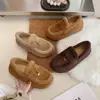 Zapatos Mocasines Perezosos Retro Cálidos Otoño/Invierno 2026 para Mujer sin Cordones Más Terciopelo Mocasines de Fondo Plano Birkenstock Zapatos de Algodón